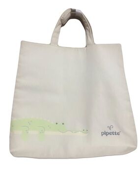 Pipette Cream Tote with Light Green Crocodile Accent